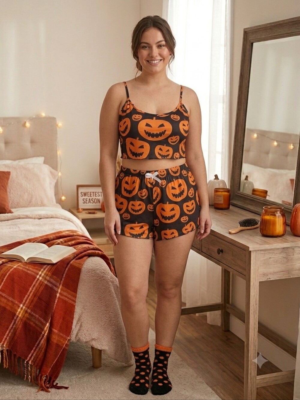 Halloween Pumpkin Print Women's Sleep Set